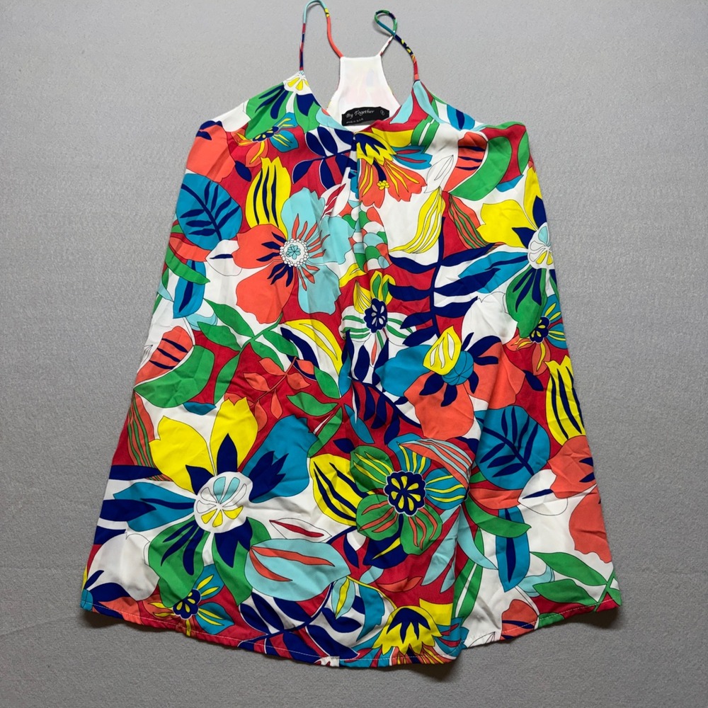 By Together Floral Racerback Mini Dress Multi-Color Tropical Print Small D713409